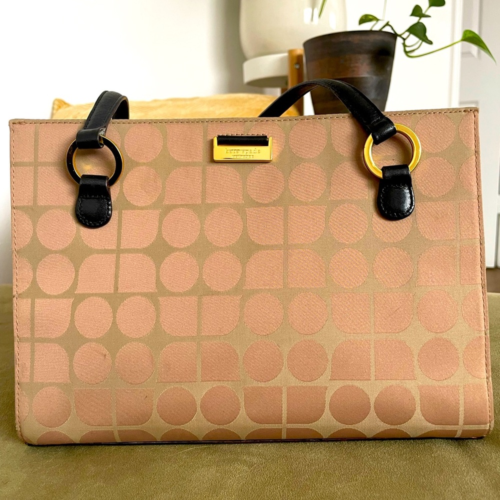 Kate Spade Small Tote Shoulder Bag in Gold and Black with Classic Print - Picture 1 of 14